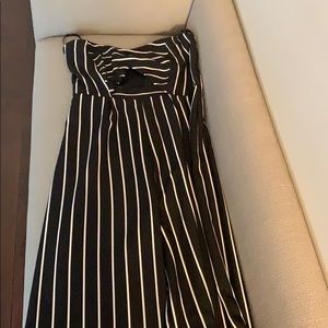 Forever 21 black and white pin striped jumpsuit